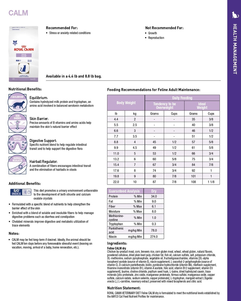 VHN Calm Feline 2KG
