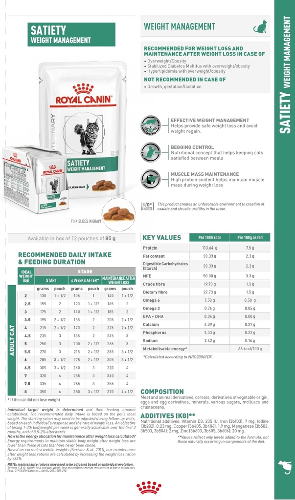 VHN Satiety Feline Wet 12x85Gs