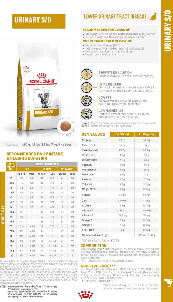 VHN Urinary SO Feline 3,5KG