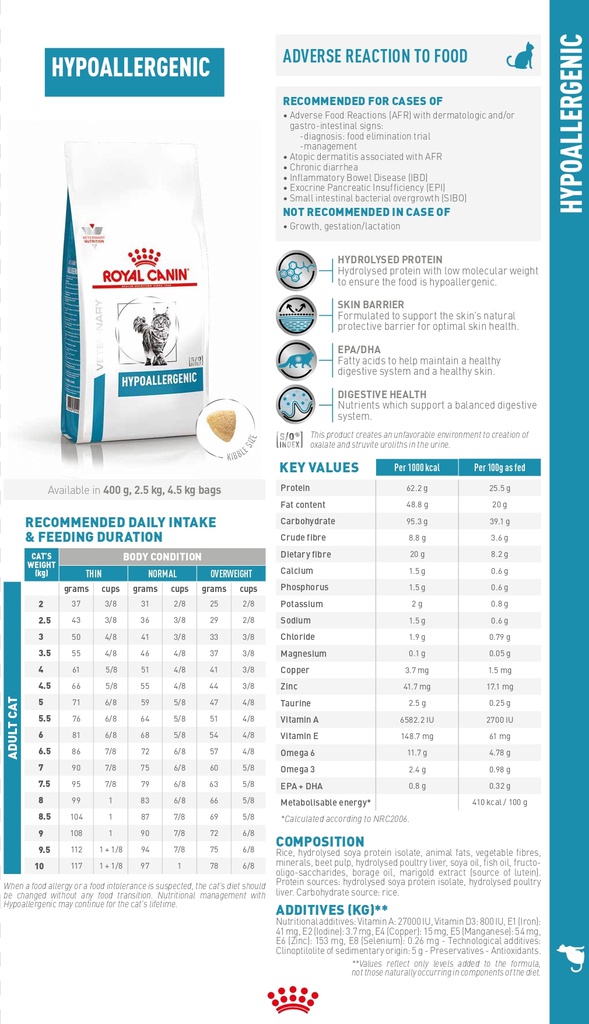 VHN Hypoallergenic Feline 2,5KG