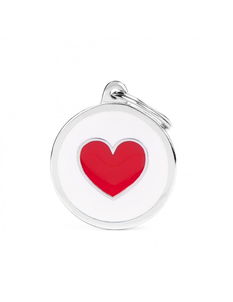 White Big Circle Red Heart