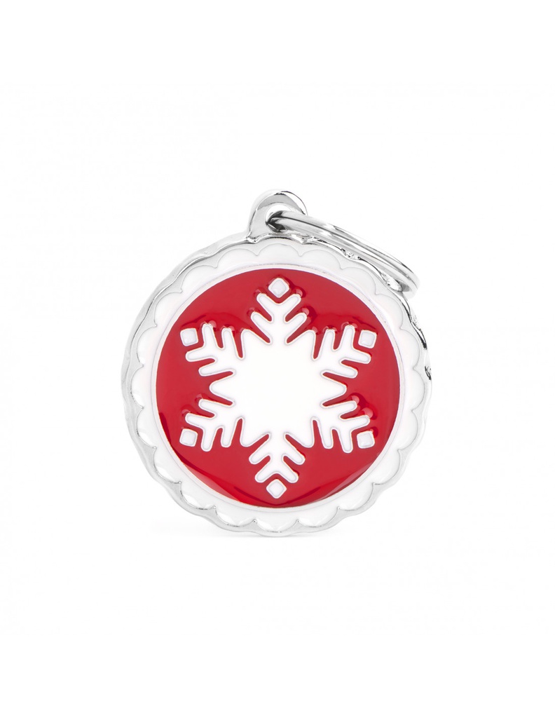 Red Big Circle White Snowflake