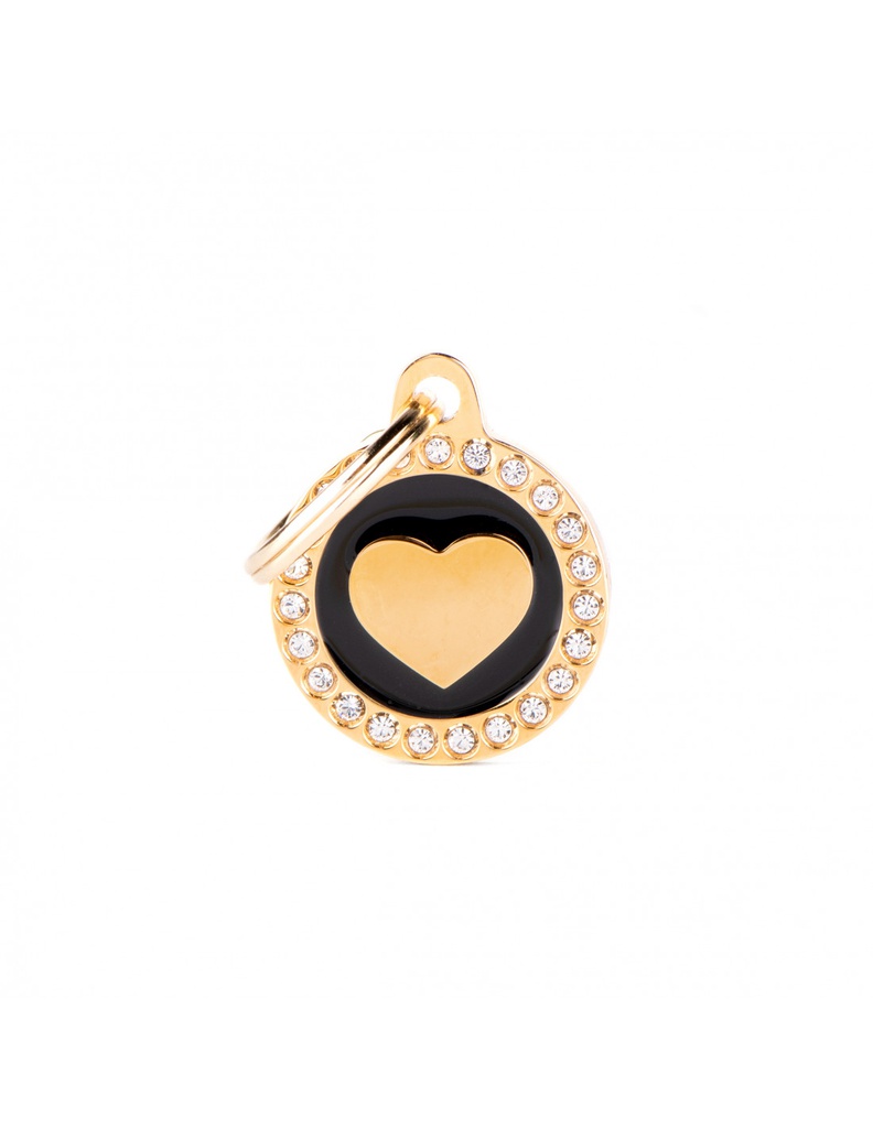 Black Circle Glam Heart Gold
