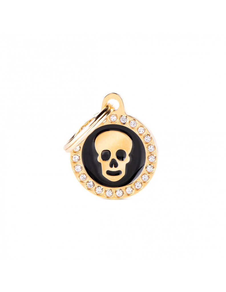 Black Circle Glam Skull Gold