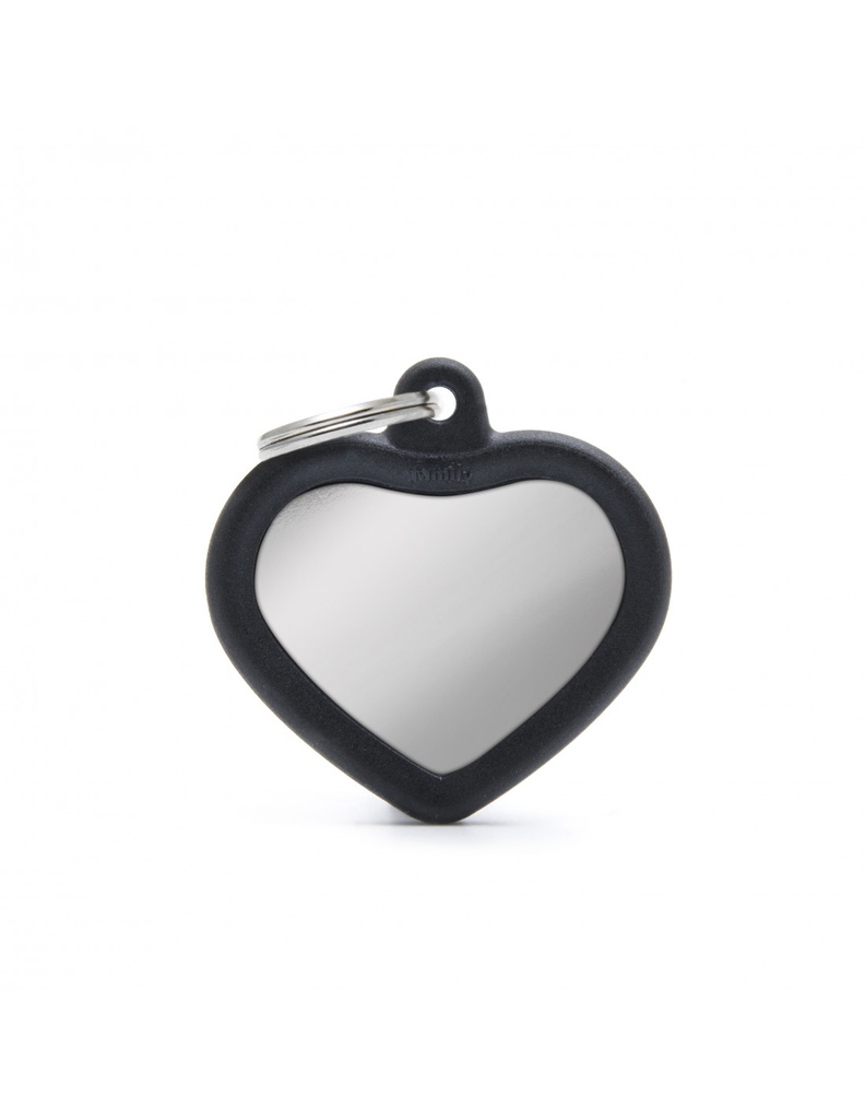 Heart Chrome Plated Brass Black Rubber