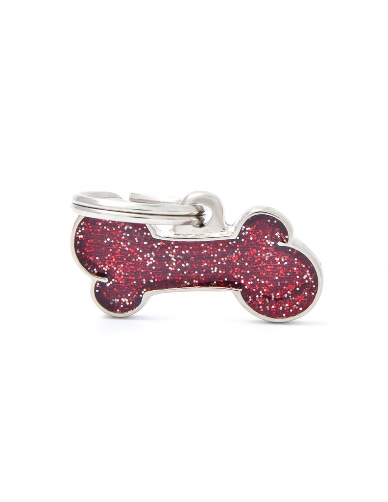 Small Bone Glitter Red