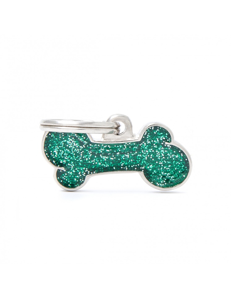 Small Bone Glitter Green