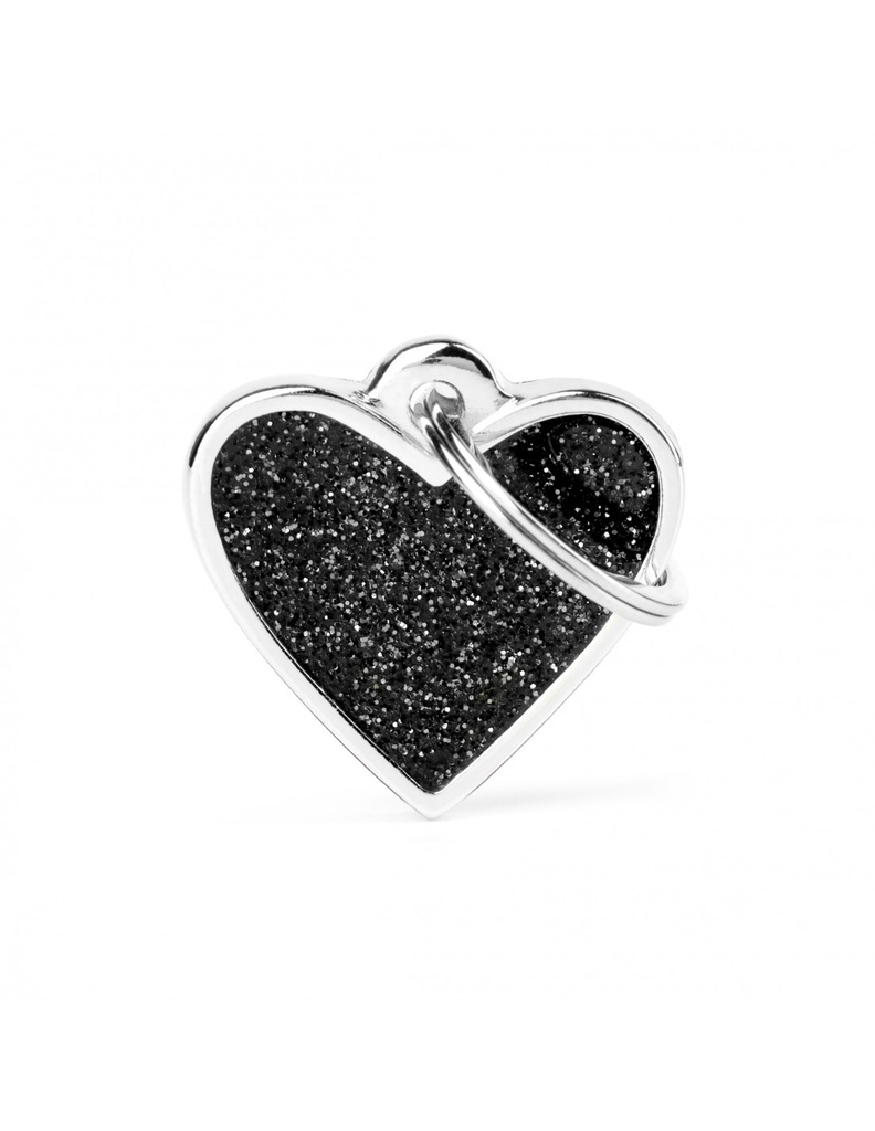 Small Heart Glitter Black