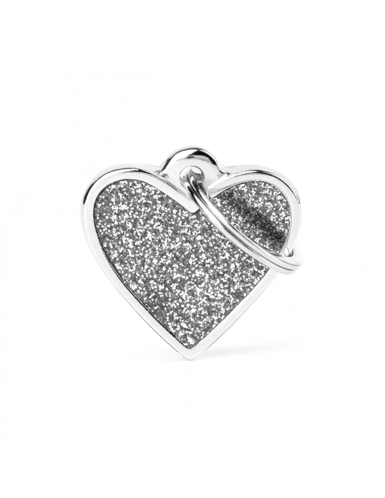 Small Heart Glitter Grey