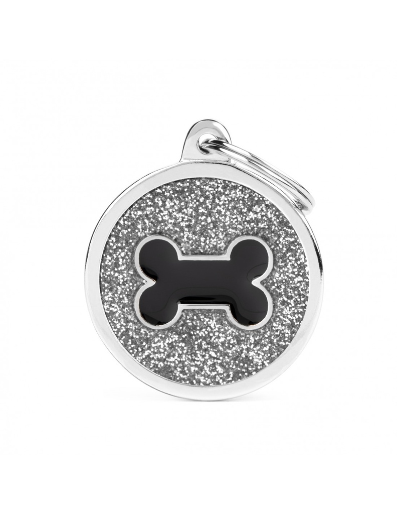 Grey Big Glitter Circle Black Bone
