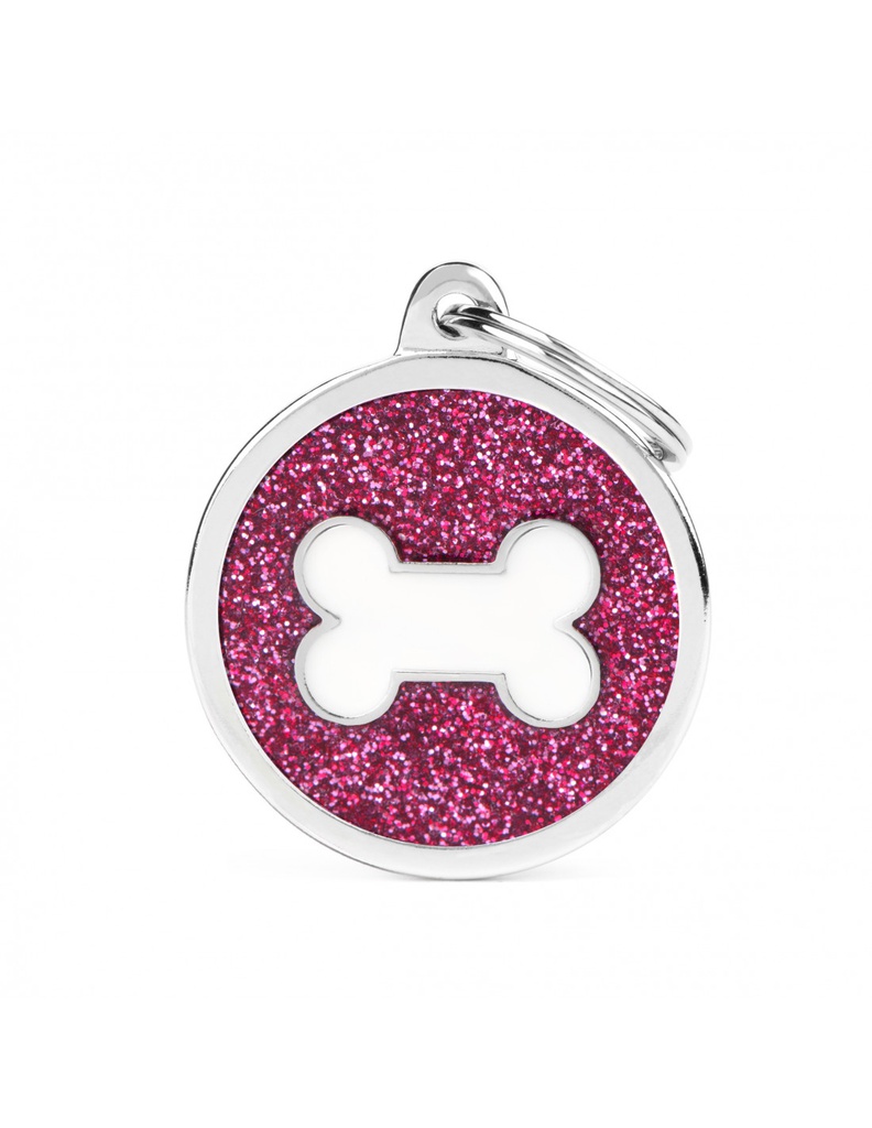 Pink Big Glitter Circle White Bone
