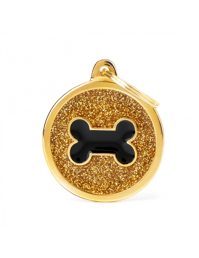 Gold Big Glitter Circle Black Bone
