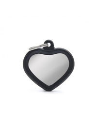 [08000062] Heart Chrome Plated Brass Black Rubber