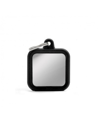 [08000064] Square Chrome Plated Brass Black Rubber