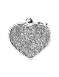[08000536] Big Heart Glitter Grey
