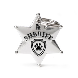 [08000445] Sheriff Star Bronx White Bronze Enameled