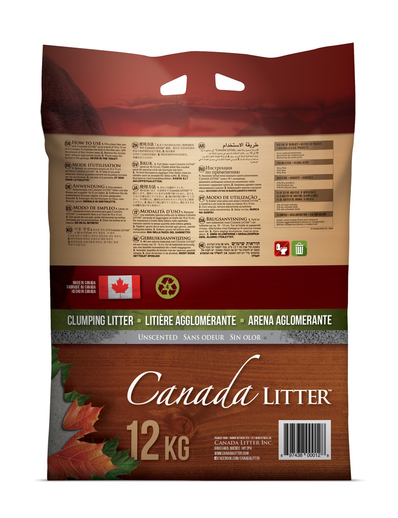 Canada Litter Unscented 12 Kg Back